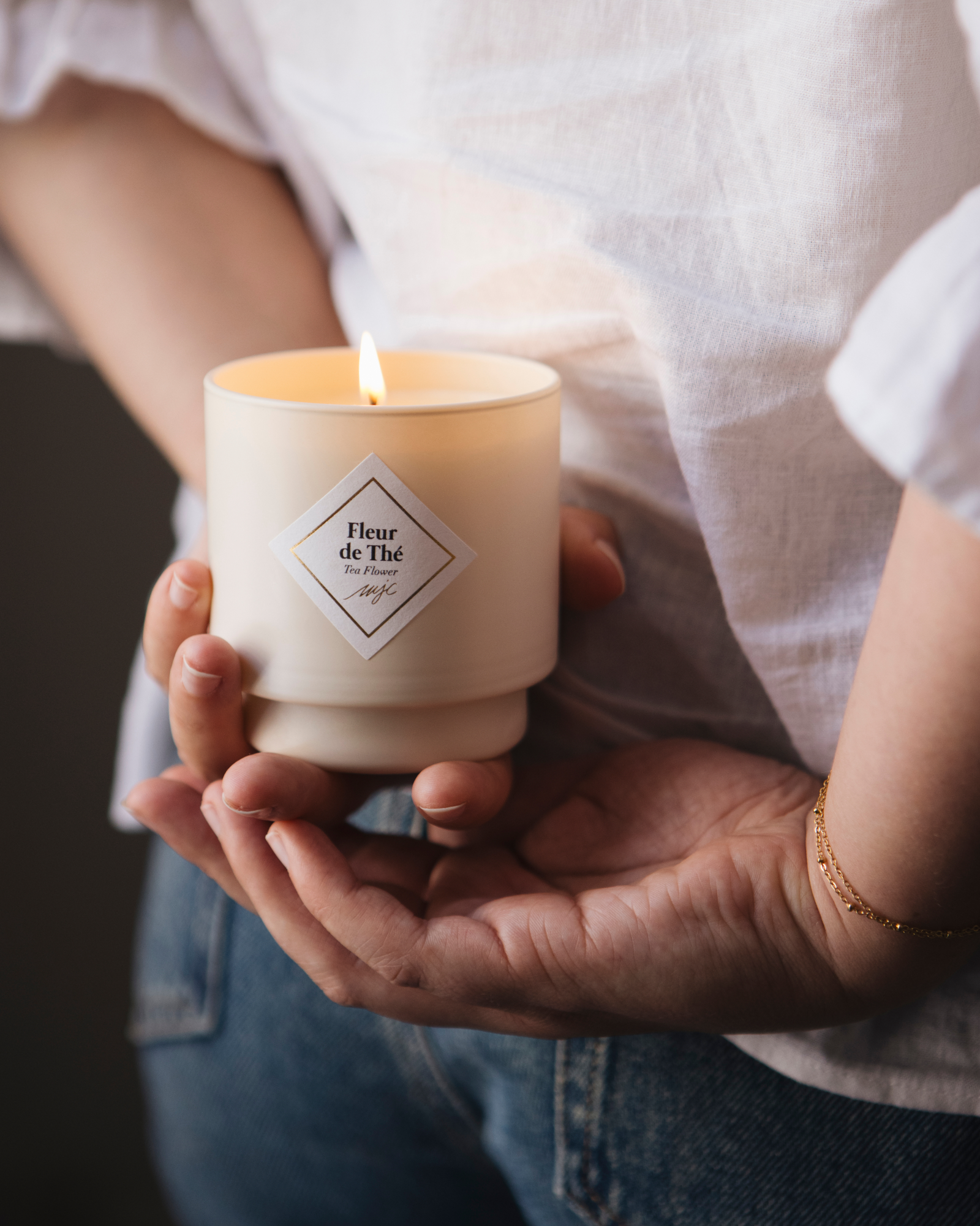 Geurkaars met sieraad Fleur de Thé