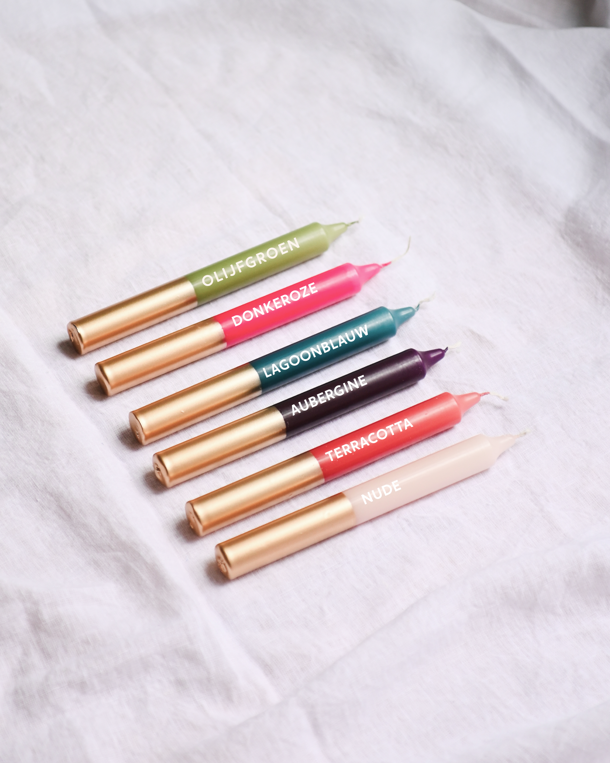 Tweekleurige stompkaars Nude & Goud