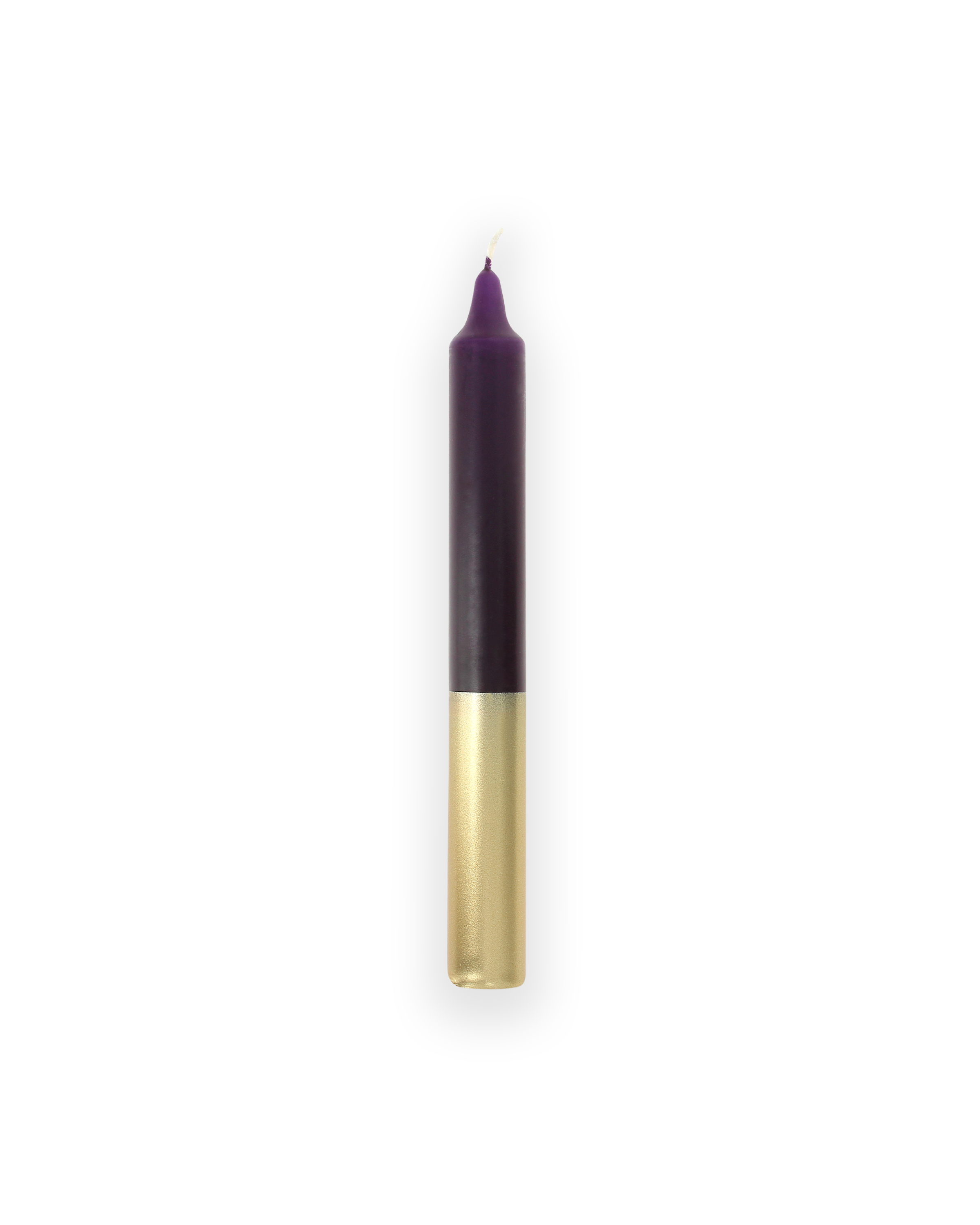 Tweekleurige stompkaars Aubergine & Goud
